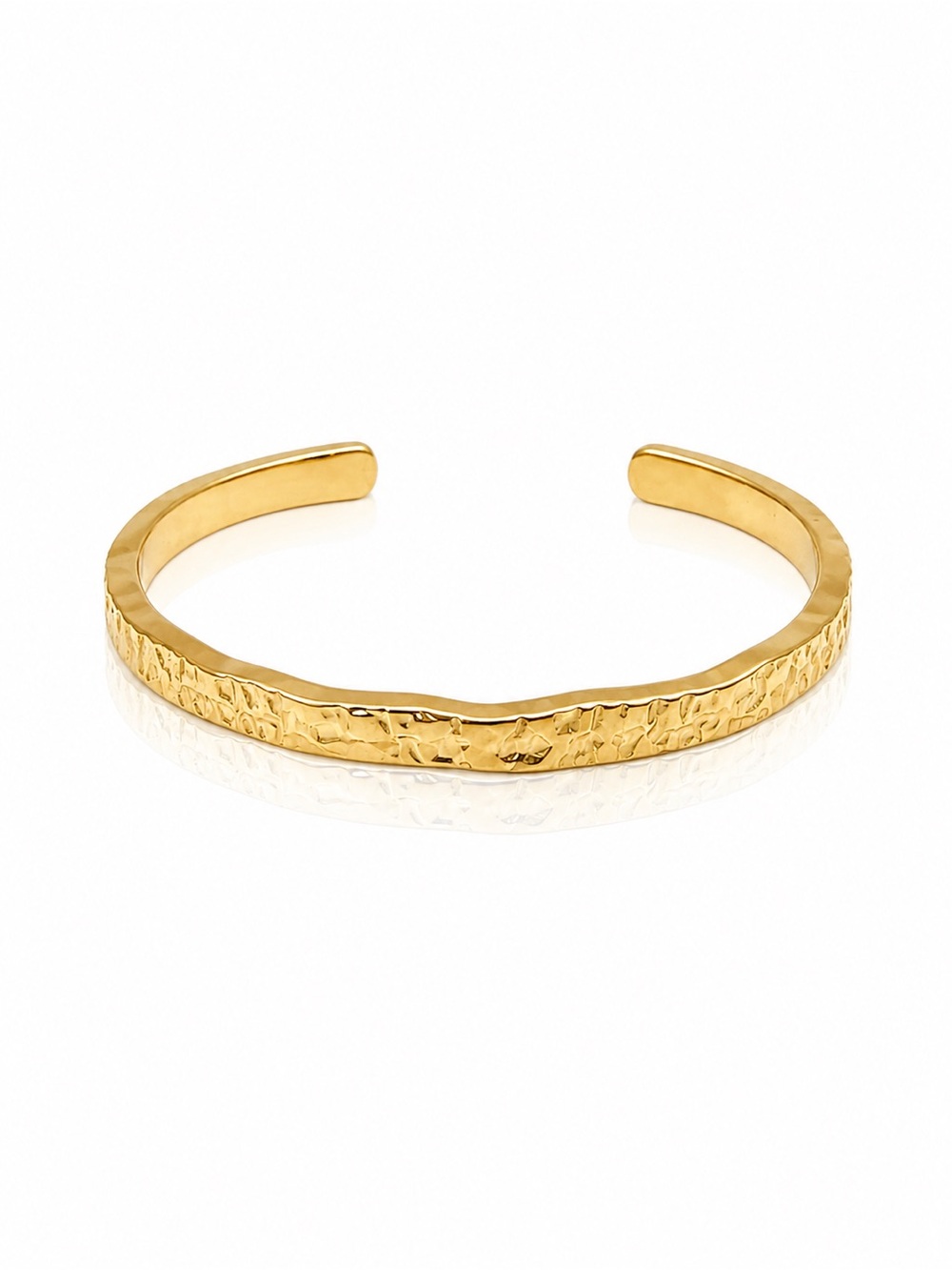 Gold Hammered Open Cuff Bracelet
